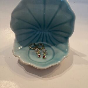 Handmade Gold Plated Hoop Earrings With Pink Cubic Zirconia